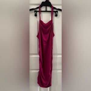 Fuchsia Ruched Bodycon Slip Dress